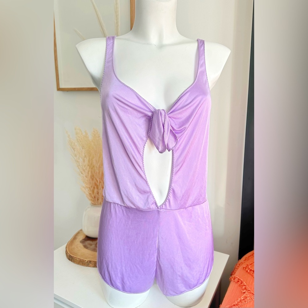 Vintage John Kloss for Cira purple bow size medium lingerie playsuit